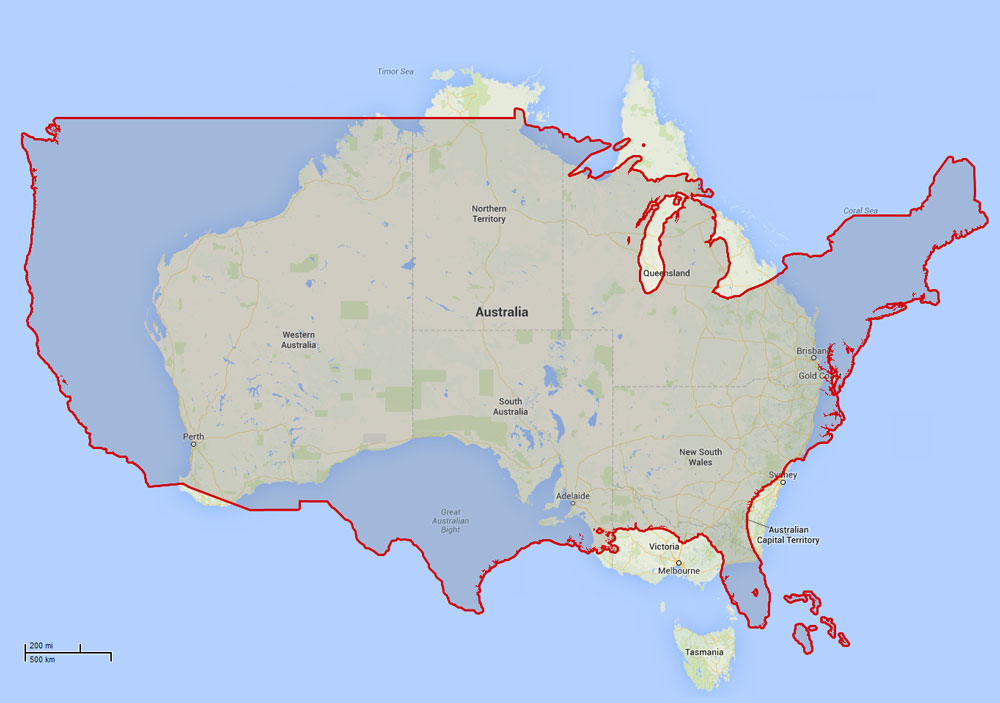 Australia Map Compared To Usa Map Comparisons | Done's Blog