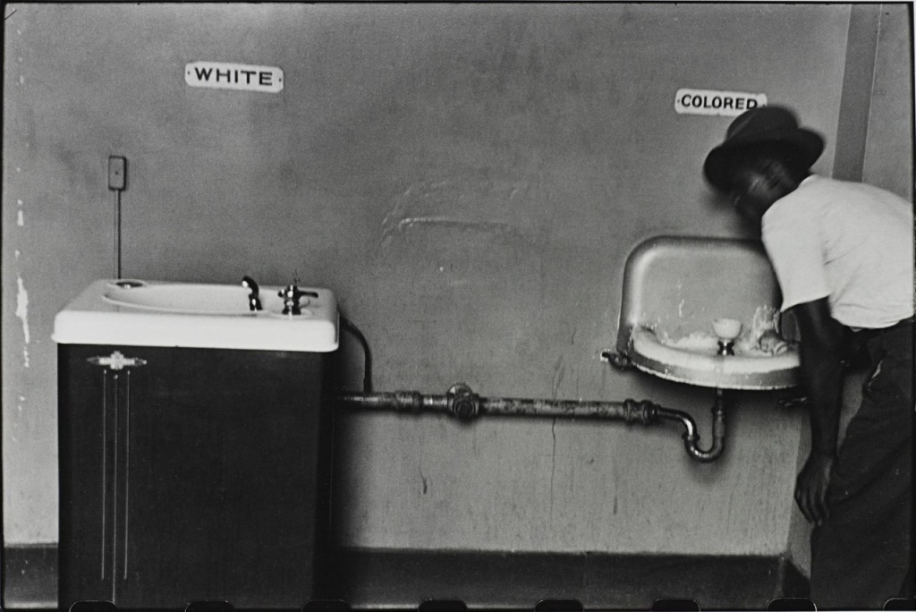 1950 - White and Colored sinks in a North Carolina washroom